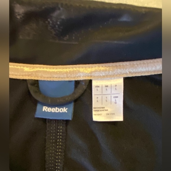 NWOT  Reebok Black Full Zip Jacket Shiny Woven Ladies Lg - Picture 4 of 13